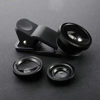 Kit de Lentes para Cámara de Celular 3 en 1, 180 °   Lente Ojo de Pez + Lente Gran Angular 0.67X + Lente Macro, Lente Universal con Clip para Teléfono Móvil