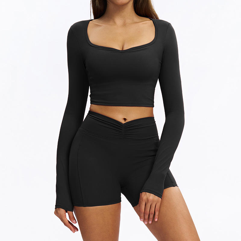 สีดำ + ด้านบน + กางเกงขาสั้น