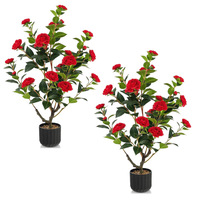 Plantes artificielles ODM, bonsaï, 60 cm, 8 fleurs, faux tronc, pot noir, décoration intérieure, réutilisable