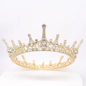 Corona de Reina Redonda de Cristal Verde Estilo Barroco Vintage, Tiara de Novia, Diadema, Accesorio para el Cabello para Vestidos de Fiesta - Product Image 2