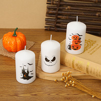 Nouvelles bougies en cire sans fumée à thème Halloween, avec motifs Château Citrouille, idéales pour créer une ambiance transfrontalière.