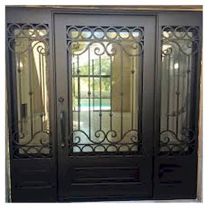 Grille de porte d'entrée en fer forgé personnalisée Prima, motifs artistiques, hauteur 1,8 m, cadre métallique, traitement sous pression naturel - Product Image 4