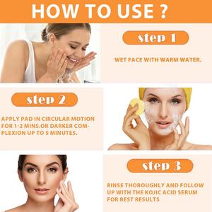 Lot de 50 tampons nettoyants exfoliants en profondeur pour le visage au curcuma et à l'acide kojique – Vente en gros - Product Image 5