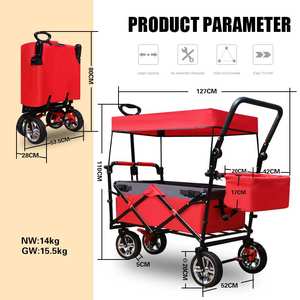 <b>Folding</b> Wagon Garden <b>Cart</b> Large Capacity Outdoor Garden Beach <b>Folding</b> Wagon With Canopy Utility - Product Image 2