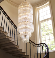 Lustre en verre de Murano de conception italienne, tube en verre décoratif long pour escalier, couloir