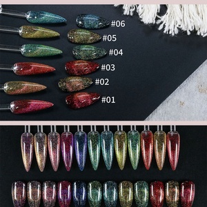 Custom Cat Eye <b>Nail</b> Polish Water Light Gel with Aurora Borealis Green Water-Gloss Glass Beads Magnetic Eye Effect - Product Image 3
