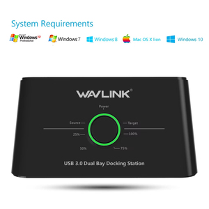 แท่นเชื่อมต่อฮาร์ดดิสก์ภายนอก <span class=keywords><strong>Wavlink</strong></span> Dual Bay SATA เป็น USB3.0 สำหรับฮาร์ดดิสก์/SSD ขนาด 2.5/3.5 นิ้ว พร้อมฟังก์ชันโคลนออฟไลน์/UASP - Product Image 4