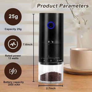 Nuevo Molinillo de Café Eléctrico Portátil Recargable por USB con Muelas Cónicas de Cerámica, Ajuste Externo de Grosor, Alta Eficiencia, 25g - Product Image 2