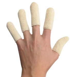Natuurlijke Witte Katoen Vinger Babybedjes Met Elastische Voor Handen Vingertoppen Bescherming Anti-Slijtage One Size Elke Verpakking - Product Image 1