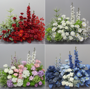 Composizione Floreale per Matrimonio con Ortensie in Seta, Sfere di Fiori Verdi e Bianchi per Decorazione Corridoio - Product Image 5