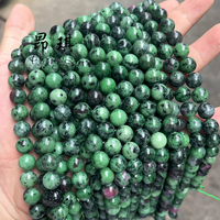 Grosir Ruby Zoisite 6mm 8mm 10mm bulat halus batu alam Ruby Zoisite longgar manik-manik untuk membuat Gelang