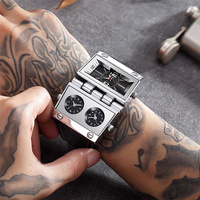Oulm 9525 Quartz mâle hommes grande taille mode horloge extérieure trois fuseaux horaires montres de sport en cuir véritable montre Relogio Masculino