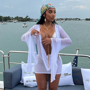 Novo Vestido Feminino <span class=keywords><strong>Casual</strong></span> Sexy de Manga Longa com Gola Bôba e Costas Nuas em Tule para Praia Festa e Balada - Product Image 6