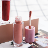 Emballage de tube de brillant à lèvres de haute qualité vegan clair rose nude brillant à lèvres de marque privée