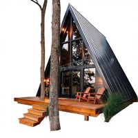 Nouvelle Cabane en Bois Triangulaire à Structure Métallique Style Resort, Équipement Hôtelier pour Hébergement, Installation de Bâtiment Modulaire Préfabriqué