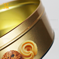 New Style Tin smaker Factory Oem Benutzer definierte Logo Cookie Kekse Blechdose mit Deckel Weißgold Umwelt freundliche Kuchen Lebensmittel Lagerung Blechdose