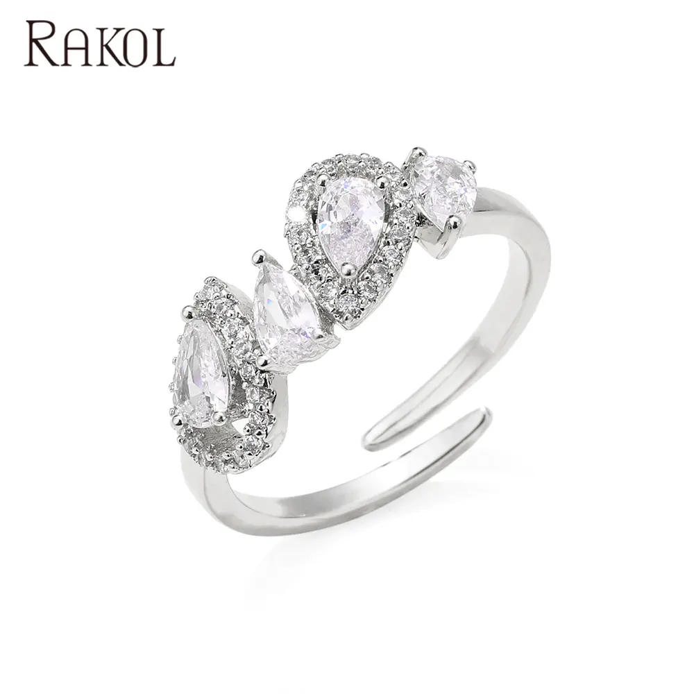 RAKOL RP5001 Gorgeous Beautiful Luxury Big Vintage Unique S925 Sterling Silver Rhodium Gem Stone Ring