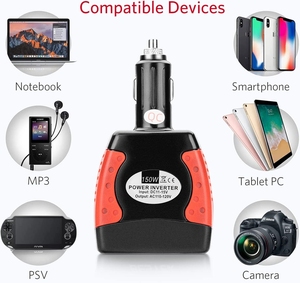 150W Car Cigarette Lighter Inverter <strong>DC</strong> <strong>12V</strong> to <strong>AC</strong> 110V/220V Voltage Converter Car Charger <strong>Adapter</strong> with USB Port &amp; <strong>AC</strong> Power Socket - Product Image 6