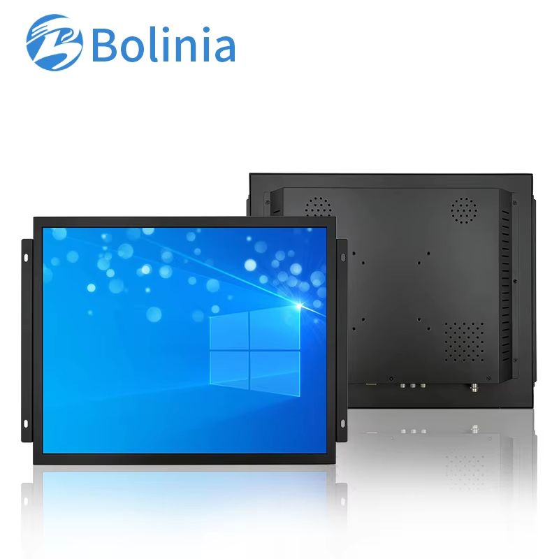 Wholesale 19 Inch LCD Monitor 4-wire Resistive Touch Screen Open Frame Hanging Ear Metal Case HD-MI VGA BNC Industrial in Stock