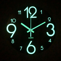 Jam Dinding Kayu Desain Terbaru Fluoresensi 8 Inci Lampu Malam Jam Bercahaya