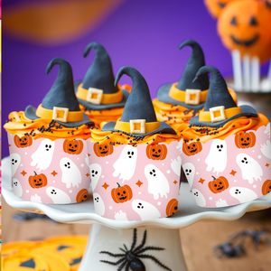 100Pcs Halloween <strong>Paper</strong> Baking Cups <strong>Orange</strong> Pink White Scalloped Edge Cupcake Muffin Cases for Halloween Dessert Decoration - Product Image 6