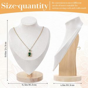 Small <b>Wooden</b> Leather Jewelry, White Necklace, <b>Clothes</b> Hanger, Half Body Portrait Display, Organizer, Mannequin Stand - Product Image 3