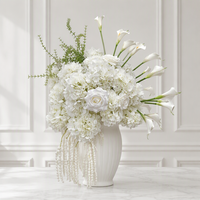 Künstliche Weiß-Grüne Tischblumenarrangements Calla-Lilie Hortensie Rose Rittersporn für Hochzeitstisch Hintergrund Event-Dekoration