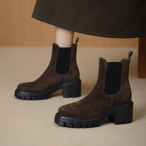 Cialisa Vintage <span class=keywords><strong>Chelsea</strong></span> bottes pour dame 2025 automne hiver marron enfant <span class=keywords><strong>daim</strong></span> chaussures quotidien talons hauts femmes bottes courtes tailles 34-40 - Product Image 1
