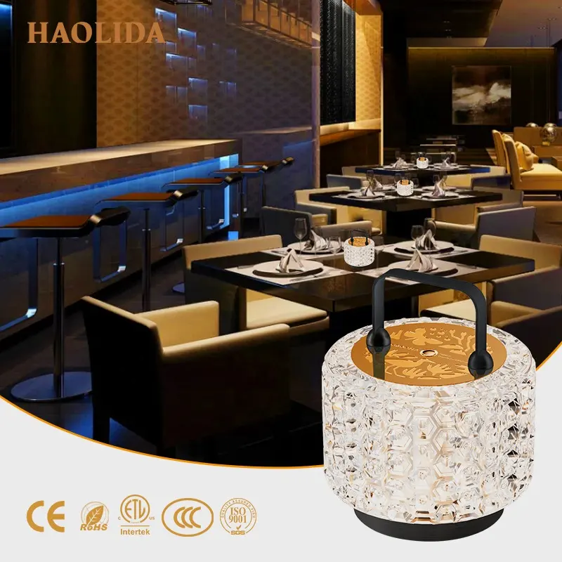 HLD energy save dc 5v table lamps luxury dimmable rechargeable led table lamp for hotel bedside restaurant