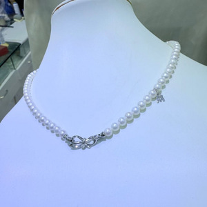 Collier pour femme M Butterfly avec perle d'eau douce Aurora presque sans défaut de 5,5 à 6 mm, boucle en argent pur à 100%, collection Zhuji - Product Image 3