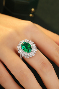 แหวนแต่งงานทรงรีวินเทจประดับมรกตสังเคราะห์สุดหรูหราทันสมัย - Product Image 5