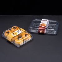 Boîte d'emballage rectangulaire transparente à six compartiments pour mochi, gâteaux de lune au jaune d'œuf salé, choux à la crème, confiseries au porc, petits fours
