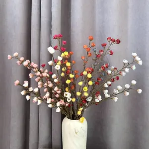 Primavera ameixa simulação flor chinesa flor vermelha seca arranjo de árvore decoração de cenário de casamento