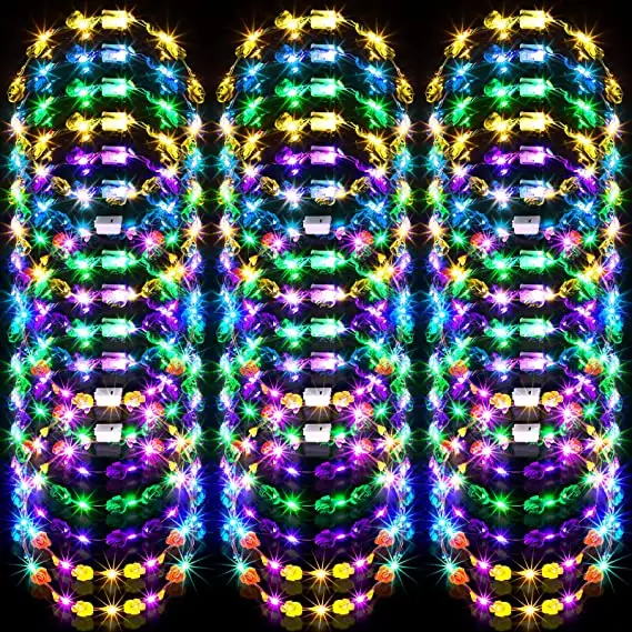 Accessori per capelli per feste in spiaggia per feste di compleanno di nozze LED Flower Crown Light up fascia per le donne ragazze spose