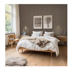 TianGe Mdf Bois 2600 2700 <span class=keywords><strong>Greg</strong></span> Noir Akupanel Placage Lattes 3000X600 Haute Qualité Personnalisé Soundoroof Panneaux Muraux - Product Image 1
