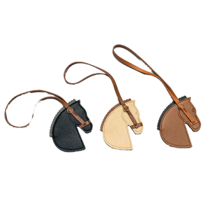 Creative PU Leather Horse Head Pendant Carabiner <b>Keychain</b> with Long Strap Durable High Quality - Product Image 1