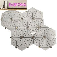 Style américain Triangle Hexagone Dolomite Laiton Blanc Marbre Mosaïque Carreaux de sol et mur