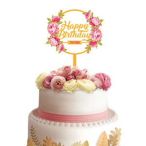 Décoration de gâteau en <span class=keywords><strong>fleurs</strong></span>, fournitures de décoration de gâteau d'anniversaire, impression de <span class=keywords><strong>fleurs</strong></span>, Toppers de gâteau en acrylique, vente en gros, <span class=keywords><strong>2023</strong></span> - Product Image 4
