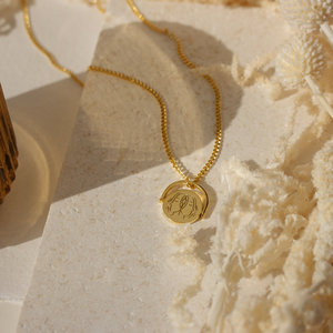 Collar de Acero Inoxidable Chapado en Oro de 18K con Signo Zodiacal para Mujer, Joyería con Colgante de Astrología y Horóscopo, Venta al Por Mayor - Product Image 4