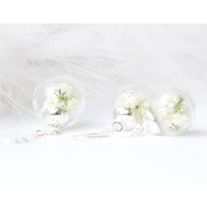 Bijoux de mariage de mode sphère en verre léger <span class=keywords><strong>blanc</strong></span> véritable gypsophile bébé souffle fleur <span class=keywords><strong>ensemble</strong></span> de bijoux de mariée pour mariage - Product Image 5