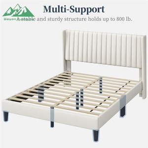<span class=keywords><strong>Base</strong></span> de Cama <span class=keywords><strong>Tapizada</strong></span> en Terciopelo Blanco de Lujo, con Listones de Madera Resistentes, para Apartamento, Hotel, Muebles para el Hogar - Product Image 4