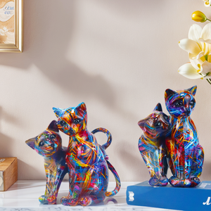 <span class=keywords><strong>Peinture</strong></span> par transfert d'eau personnalisée créative et artisanale Statues colorées de <span class=keywords><strong>chat</strong></span> en résine pour la maison, le bureau et l'hôtel. - Product Image 6