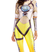 Costume de cosplay Overwatch pour femmes, combinaison de robot jaune de haute technologie Android pour la fête d'Halloween