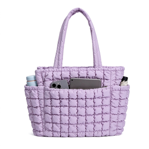 Bolso Tote Acolchado con Bolsillos con Cremallera para Mujer, Bolso Tote Grande y Ligero con Cremallera, Bolso de Trabajo, Bolso de Hombro Acolchado - Product Image 2