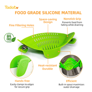 Universal <strong>Snap</strong> Clip Strainer Pan Pot Colander Fruit Washing Draining Tool Adjustable Silicone Pasta Strainer - Product Image 2