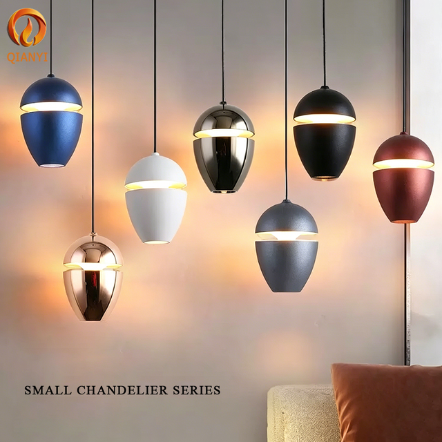 Vintage Aluminum LED Pendant Lamp with 3000K 6000K Warm White Light 360 Beam Angle Small Chandelier for Bedroom Dining Table