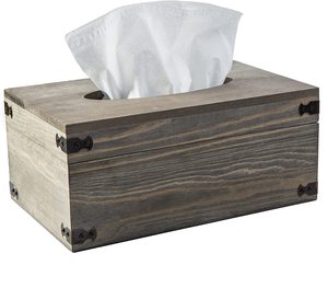 Vintage White Wooden Rectangular Cover Holder Facial Tissue Box For Kitchen