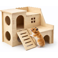 Maison-labyrinthe en bois réutilisable et ajustable pour hamster, avec toboggan amusant et cabane à double étage, pour gerbilles nains, souris, rats et petits animaux