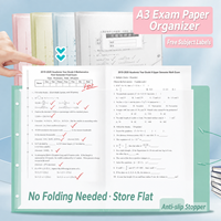 Classeur de rangement transparent A3 pour papiers de test, dossiers d'étudiant et documents, avec pochettes de classification, grande capacité (30-40 pages)