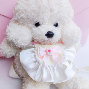 Bavoir pour chien en peluche avec nœud papillon en fibre de polyester, motif fleur de dessin animé, style sucette japonaise, avec bordure en dentelle - Product Image 2